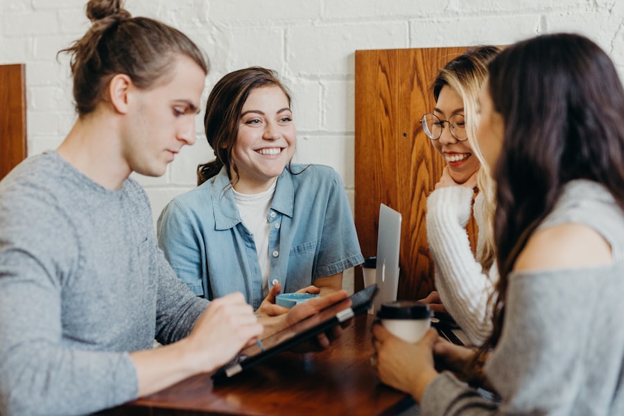 A team collaborating around a table